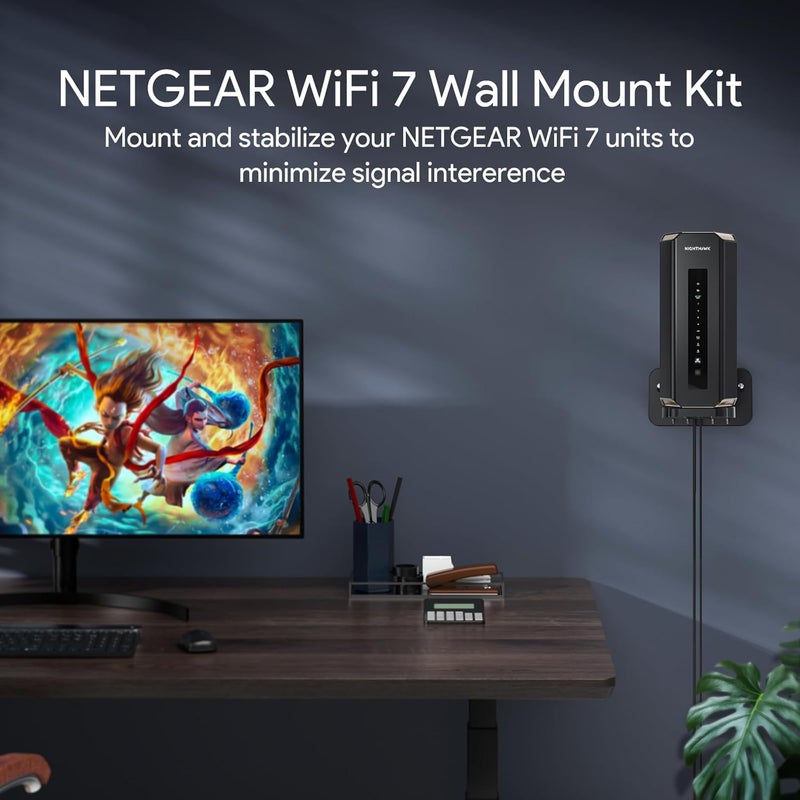 EDUP Nighthawk WiFi 7 Router Wall Mount Kit for Net Gear Nighthawk RS200, RS280S,RS300, RS500, RS600, RS700S and WiFi 7 Mesh Orbi 370,970,770,870, 360 Series -(Black, 2 Pack) - Image 3